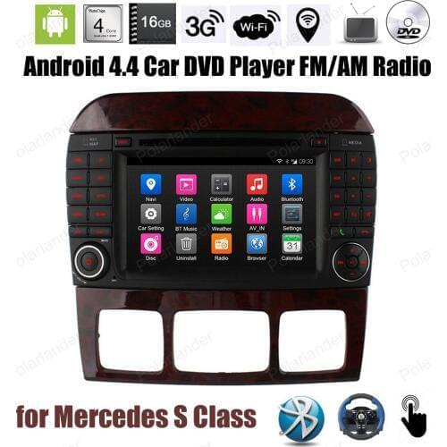 7 inch Android4.4 Quad Core Car DVD touch screen FM AM radio stereo Support DTV TPMS GPS DVR 3G WiFi BT For M/ercedes S Class