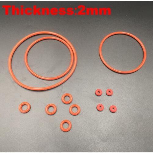 8pcs 70x2 70*2 75x2 75*2 80x2 80*2 85x2 85*2 (OD*Thickness) 2mm Thickness VMQ Food Grade Red Silicone Oil Seal O Ring Gasket