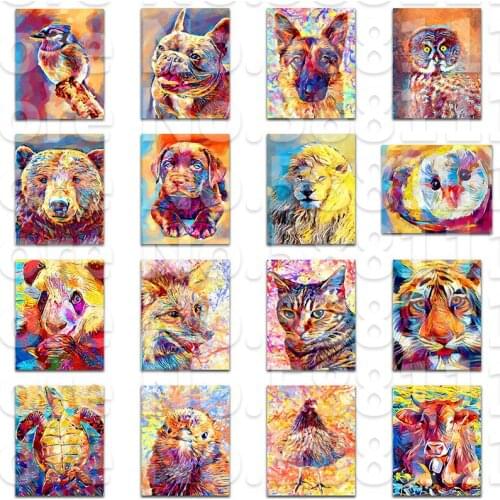 DIY 5D Diamond Painting Full Square Color Animal Lion Cat Cross stitch Mosaic Picture Rhinestones Diamond Embroidery Tiger Wolf