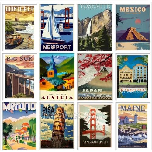 5d Diy Diamond Painting Vintage World Landscape Travel City Retro Diamond Mosaic Embroidery Cross Stitch Handmade Art Home Decor