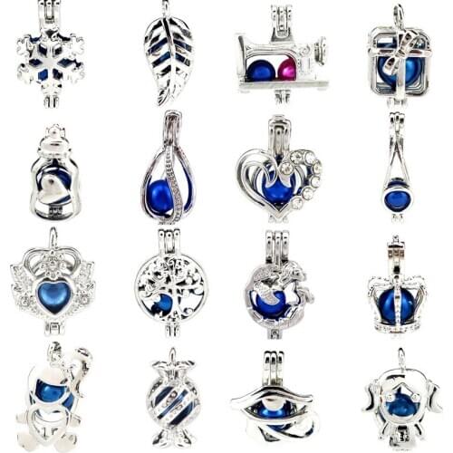 More 60 Styles Pearl Cage Jewelry Findings Cage Locket Essential Oil Diffuser Locket Charms For Oyster Pendant Necklace 1pc
