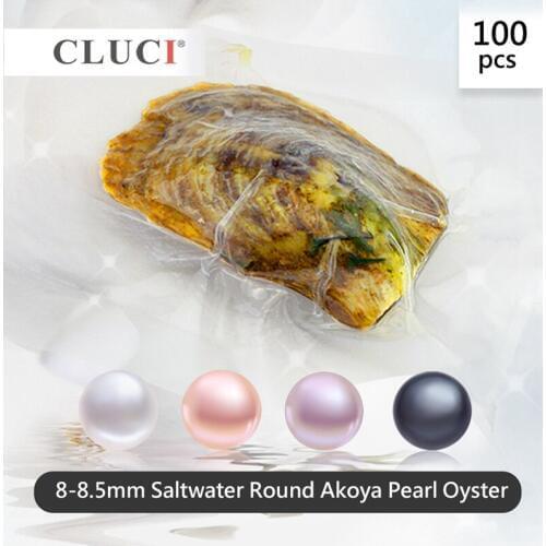 CLUCI 100pcs 8-8.5mm Akoya Pearls in Oysters Round Single Packaged Genuine Akoya Pearl Beads Quality Akoya Pearl Oyster WP349SB