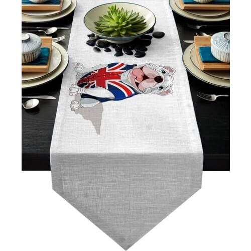 Cartoon Union Flag Dog Table Runner Table Flag Home Party Decorative Tablecloth Table Runners