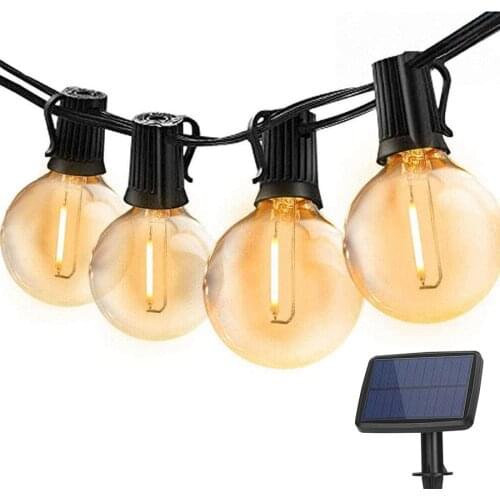 G40 Solar LED String Light Outdoor Solar Globe Ball Party Garland String Light For Backyard Holiday Patio Cafe Bistro Decor