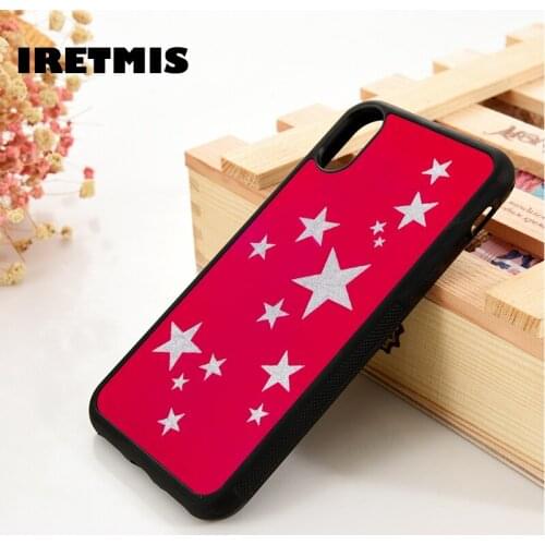 Iretmis 5 5S SE 6 6S TPU Silicone Rubber Phone Case Cover for iPhone 7 8 Plus X Xs 11 12 MINI Pro Max XR Red Stars Pattern
