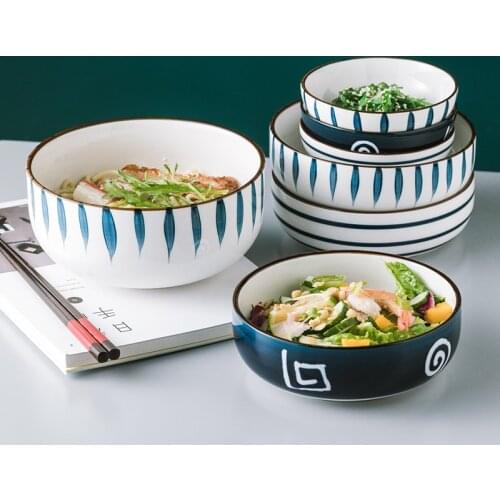 Japanese style ceramic bowl vegetable bowl hand-painted rice bowl living room dinner bowl restaurant salad bowl soup noodle bowl