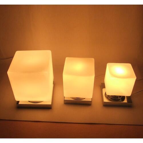Square lamp Original creative Table Lamps personality touch Japanese white glass desk lamp bedside bedroom desk LU62355 ZL402