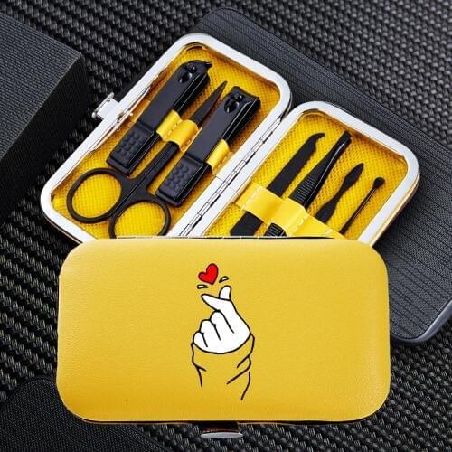 Fashion Cute Manicure Nail Clipper Sets Portable Travel 7pcs Stainless Steel Trimmer Clippers Cutter Scissors Accessories Tools