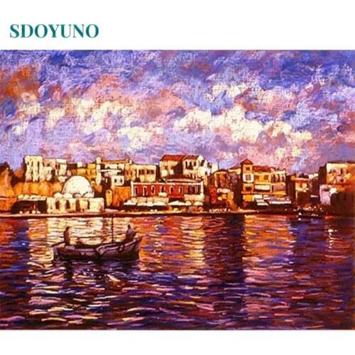SDOYUNO 60x75cm Oil Paint By Numbers Frame Scenery DIY Painting By Numbers Kits Venice Digital Hand Painting On Canvas Home Deco