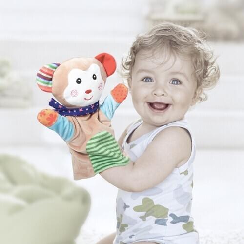 Cartoon Hand Puppets Baby Plush Comfort Toys Animals Monkey Rabbit Unicorn Frog Puppet Show Dolls Newborn Best Gift Hand Puppet