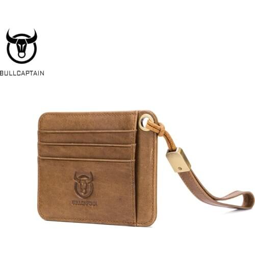 BULLCAPTAIN first layer cowhide mens multi-card bit card holder leather business card holder business bank credit card holder