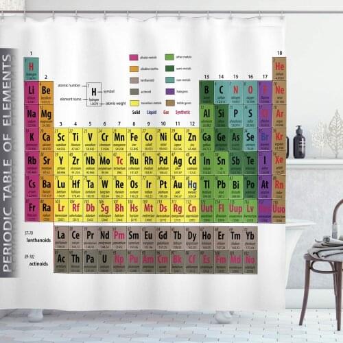 Periodic Table Chemistry Student Family for Science Lover Cloth Fabric Bathroom Decor Set with Hooks