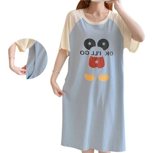 Maternity breastfeeding nursing nightgowns room wear sleepwear nightie mothers nightwear breast feeding pajamas pregnancy dress