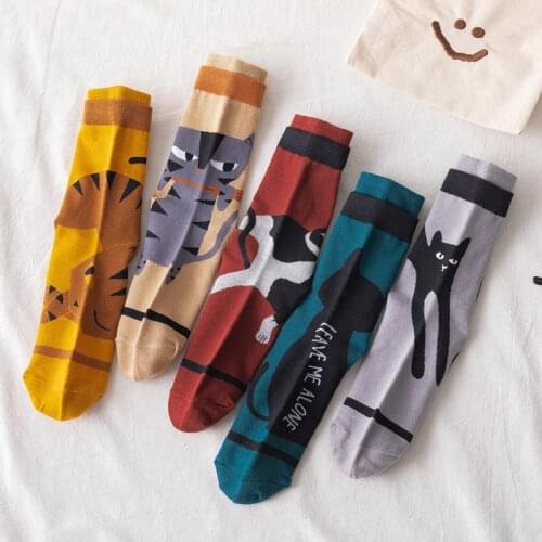 Korean Style Womens Cartoon Animals Socks Funny Cat Cotton Casual Socks Womans Fashion Socks 1 Pair Women Color Socks EU 35-43