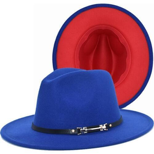 2020 New Ladies Red Double-Sided Color Matching Autumn And inter Wiarm Wool Hat Stage Hat Panama Hat Wool Jazz Hat F59