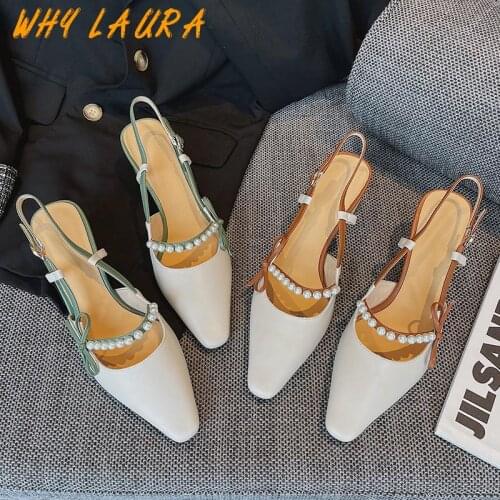 2021 summer new womens sandals fashion Baotou pearl fashion sandals womens high heels summer womens outdoor shoes