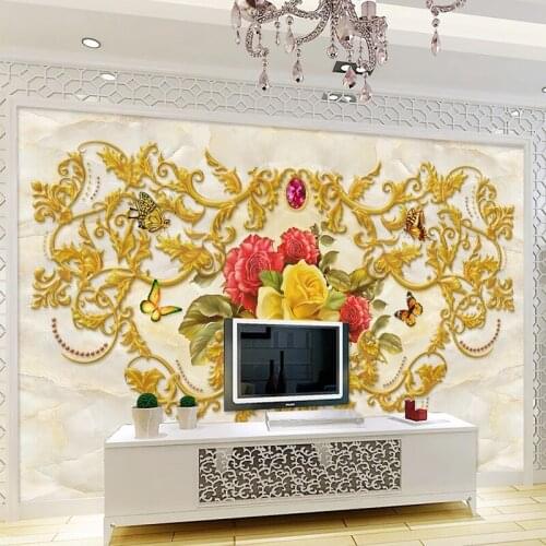 Custom 3D Photo Wallpaper Home Decor European Style Flower Pattern Butterfly Living Room TV Background Mural Papel De Parede 3D
