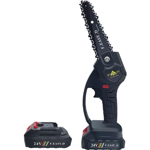 24V 2 Battery Mini Portable Brush Electric Chainsaw Rechargeable Pruning Chainsaw Logging Electric Chainsaw Home Garden Ochard