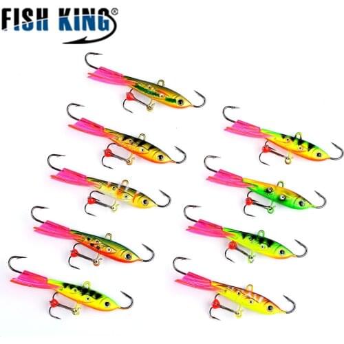 1PC Ice Fishing Lure Balancer 63mm/10g 85mm/20g Jig Bait Hard Lure Treble Hook Catching Perch Pesca Tackle jig heads wholesale