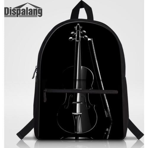 Dispalang 3D Violin Children School Bags Musical Note Laptop Backpack For Teenage Boy Girl Women Men Canvas Shoulder Bag Bagpack