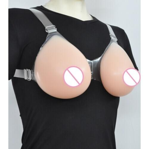 1 Pair Silicone Breast 1000g With Shoulder Straps Wearable D cup Chest Form Drag Realistic Boobs Crossdresser Shemale Mastectomy