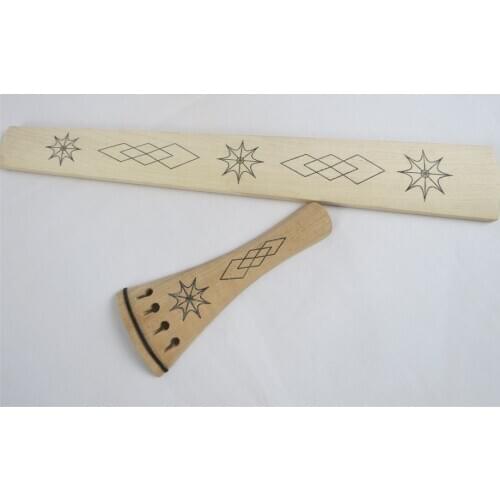 Baroque style nature maple 4/4 violin fingerboard/tailpieces,carved design