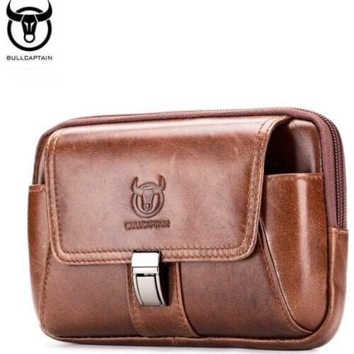 Fashion Luxurious Mens Cowhide Horizontal and Vertical Models Belt Bag Genuine Leather Wallet Mobile Phone Bag Waist Bag