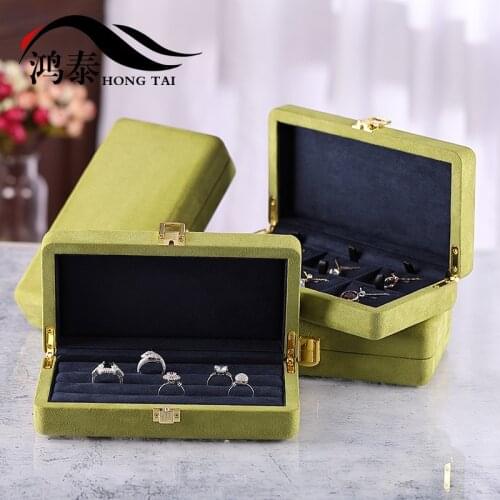 Dark Green Jewelry Box Bracelet Box Jewelry Necklace Pendant Earrings Ring Display Box Jewelry Microfiber Leather Storage Box