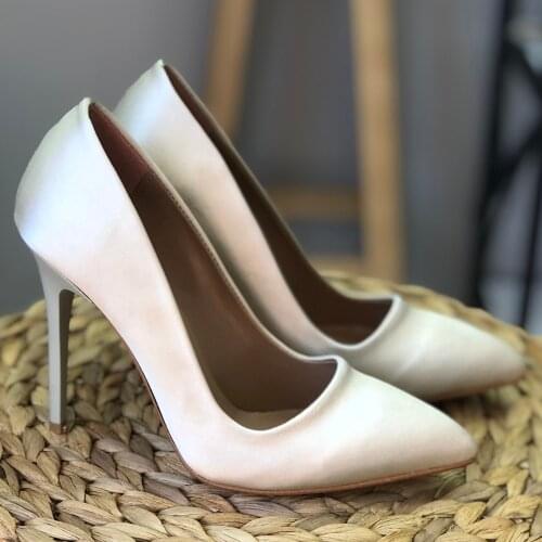 Women Shoes 2021 Satin Stiletto Wedding Prom Night Elegant Casual New Fashion Pointed Toe Thin Heel 10 Cm Height