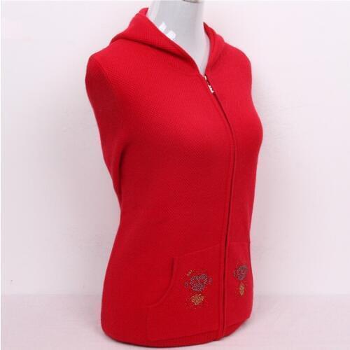 High quality 100%goat cashmere womens zipper add-thick hooded cardigan sweater coat 2color S/90-5XL/125