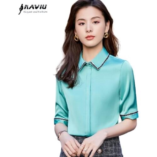 Women Shirt Fashion 2021 Summer New Temperament Loose Half Sleeve Formal Chiffon Blouses Office Ladies Work Tops