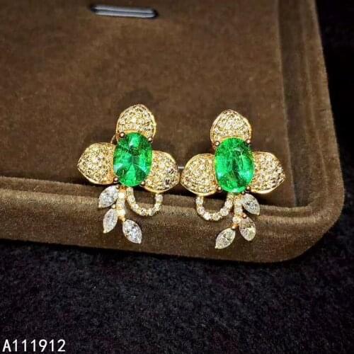 KJJEAXCMY fine jewelry natural Emerald 925 sterling silver women earrings new Ear Studs support test classic hot selling