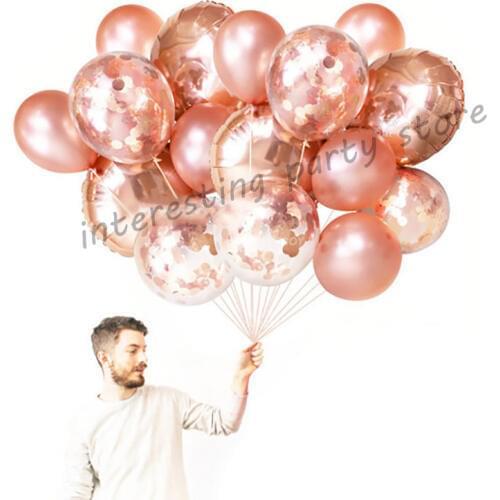1set 18inch Rose Gold Round Foil Helium Balloons Inflatable Confetti Balloon Rose Gold Party Event Birthday Wedding Decor