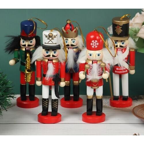 1pc 12cm Nutcracker Puppet Christmas Ornaments Desktop Decoration Cartoon Band Dolls Xmas Decoration Random New