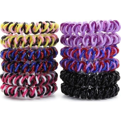 HUREN 10Pcs Spiral Hair Ties No Crease Elastic Ponytail Holders Phone Cord Traceless Hair Ties for Women Thick Hair