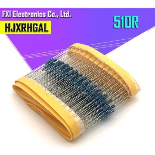 100PCS 510 ohm 1/4W 1% Metal film resistor 0.25W 1/4w resistance