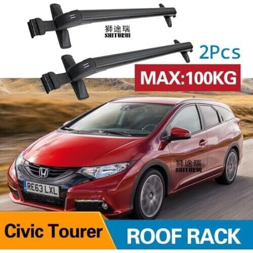 2Pcs Roof bars For HONDA Civic Tourer 2014+ 2015 2016 Estate Aluminum Alloy Side Bars Cross Rails Roof Rack Luggage
