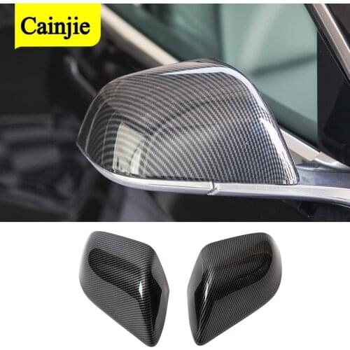2pcs Carbon Fiber Mirror Cover Car Side Door Rearview Side Mirror Cover Rear View Cap For Tesla Model 3
