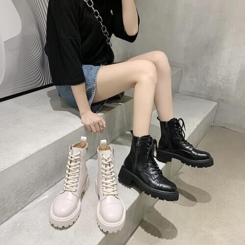 2020 Women Boots Leather Shoes For Boots Winter Platform Ankle Boots Sexy Punk Motorcycle Boots Shoes Woman Booties R10-67