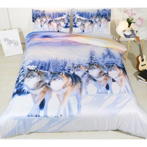 Royal Linen Source Brand 3 PCS PER SET Snow wolf 3d bed linens
