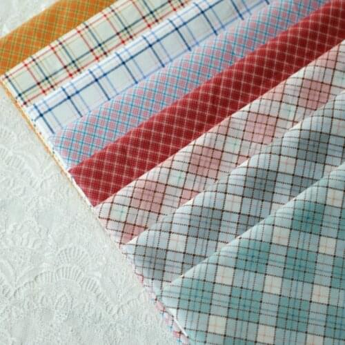 50x160cm Simply Plaid Printed Cotton Twill Fabric Japan Style Pure Cotton Material DIY Baby Sewing Cloth Dress Shirt Handicrafts