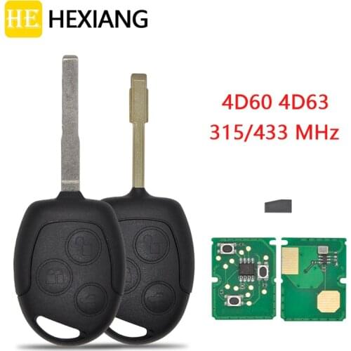 HE Xiang Remote Car Key For Ford Focus Fiesta Transit Mondeo Fusion Galaxy ID60 4D63 Chip 315/433MHz Replace Smart Control Key