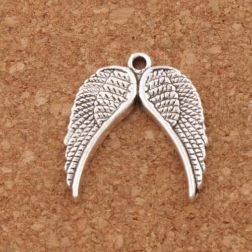 Double Angel Wings Spacer Charm Beads Pendants Alloy Handmade Jewelry DIY L220 30pcs 21.2x18.9mm Zinc Alloy