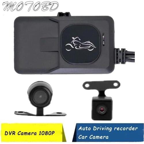 Black Car Motorcycle Camera Auto DVR with Dual-track Portable Front Rear 1080P Split Night Vision Motorbike Video Recorder