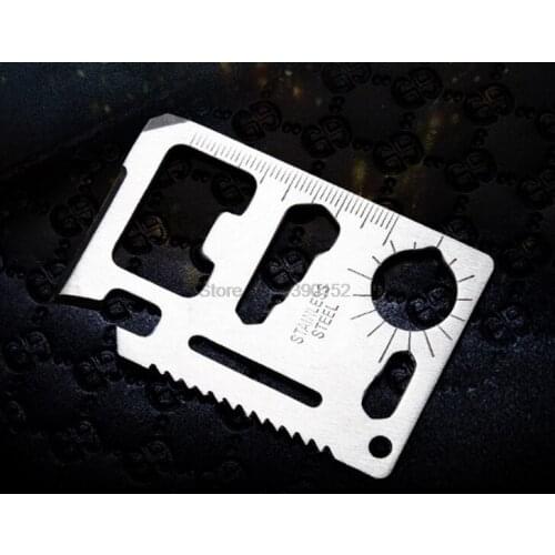 By dhl 500pcs 11 in 1 Stainless Steel Credit Card Tool Survival Pocket Tool Tactical Multitool Card Multi Purpose Camping Tools