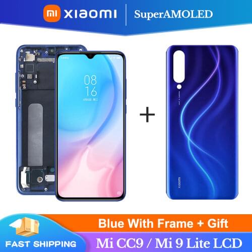 6.39'' Super AMOLED Mi CC9 LCD For Xiaomi CC9 Display Touch Screen Digitizer For Xiaomi Mi 9 lite M1904F3BG Lcd + battery cover