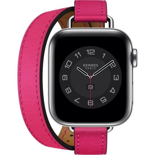 New Double Tour Swift Leather Strap for Apple Watch 6 Band 5 4 3 Bracelet Wristband for iWatch 6 SE Series 44/40mm 42/38mm Bands