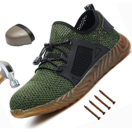 Breathable Safety Shoes Fashion Men Light Sneaker Indestructible Steel Toe Soft Anti-piercing Work Boots Big Size From 35 to 47