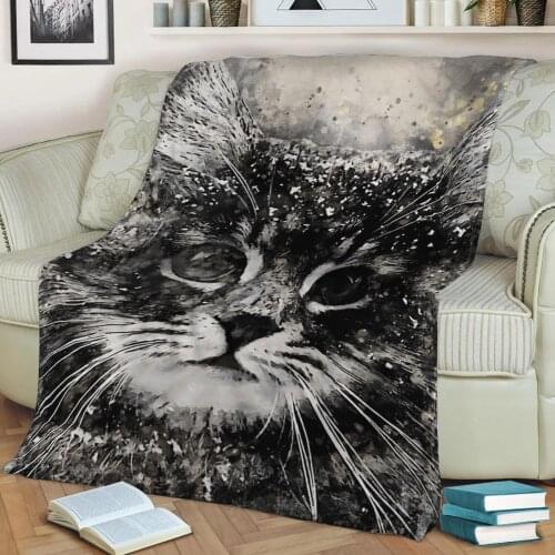 Black Cat Flannel Throw Blanket 3D Printed Keep Warm Sofa Child Blanket Home Decor Textiles Dream Family Gift