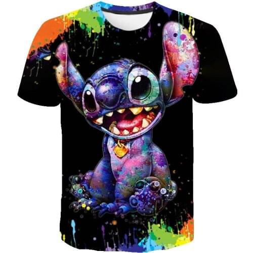 New Summer 3d Printed Mens T-shirt Anime Stitch Casual Kids Cool Fashion Short Sleeve Boys Girls Kids Funny Cartoon Tops